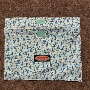 Vineyard Vines Blue and White Sailboat Print Pouch ( swimwear pouch)